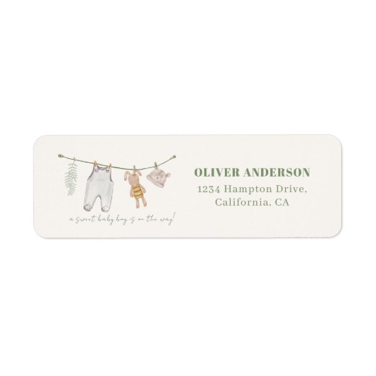 セージ緑のボホ衣服赤ちゃんシャワー差出人住所 ラベル (正面)