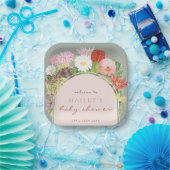 セージ緑のボホ開花サボスベイビーシャワー ペーパープレート (パーティー)