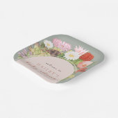 セージ緑のボホ開花サボスベイビーシャワー ペーパープレート (傾斜あり)