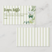 セージ緑のマルティーニ赤ちゃんシャワーおむつラッフル エンクロージャーカード (正面/裏面)