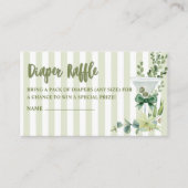 セージ緑のマルティーニ赤ちゃんシャワーおむつラッフル エンクロージャーカード (正面)
