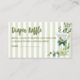 セージ緑のマルティーニ赤ちゃんシャワーおむつラッフル エンクロージャーカード