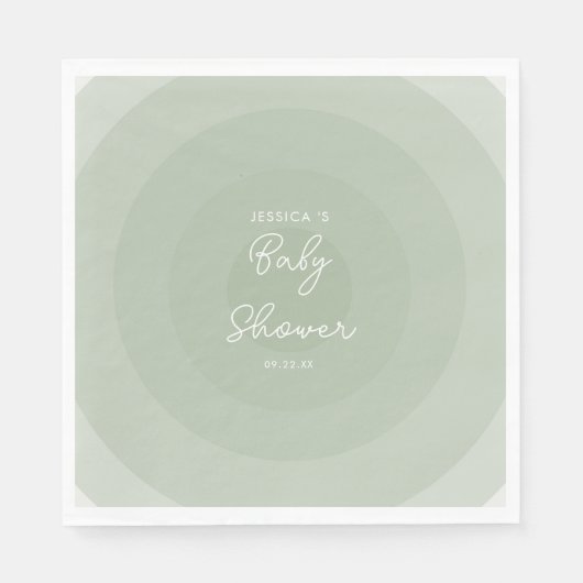 セージ緑のミニマリストサークルグラデーションベビーシャワー スタンダードランチョンナプキン (正面)