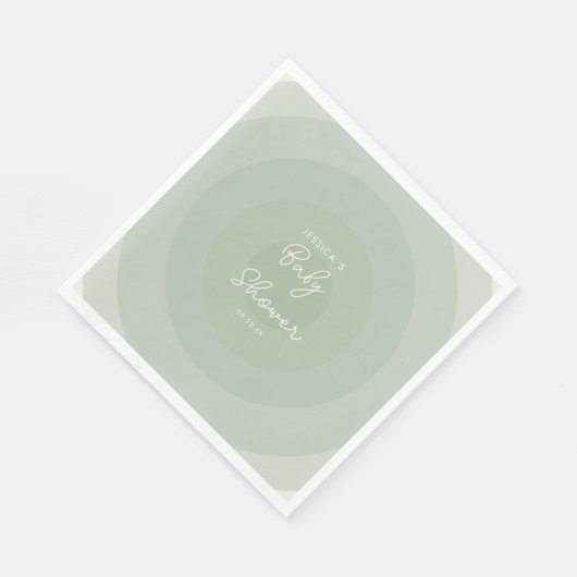 セージ緑のミニマリストサークルグラデーションベビーシャワー スタンダードランチョンナプキン (角)