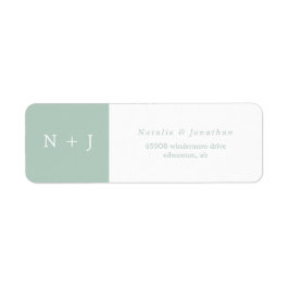 セージ緑のミニマリスト新郎新婦イニシャル ラベル