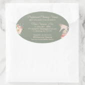 セージ緑のメイドスプレー花洗浄 楕円形シール (バッグ)