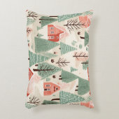 セージ緑のライトピンクパインコーン屋根と木 アクセントクッション (正面(垂直))