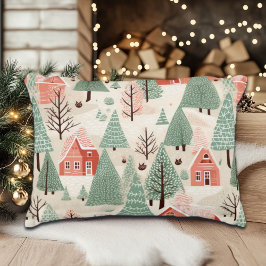 セージ緑のライトピンクパインコーン屋根と木 アクセントクッション