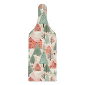 セージ緑のライトピンクパインコーン屋根と木 カッティングボード (正面)