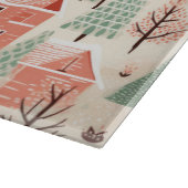 セージ緑のライトピンクパインコーン屋根と木 カッティングボード (角)