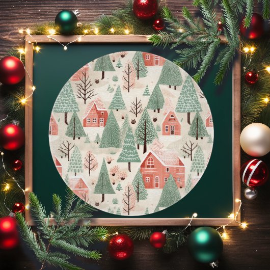 セージ緑のライトピンクパインコーン屋根と木 カッティングボード