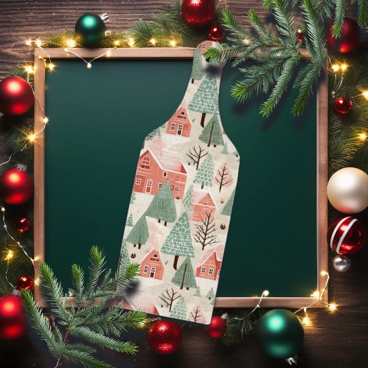 セージ緑のライトピンクパインコーン屋根と木 カッティングボード