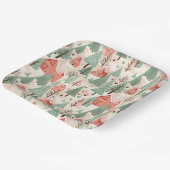 セージ緑のライトピンクパインコーン屋根と木 ペーパープレート (傾斜あり)