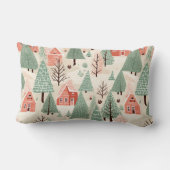 セージ緑のライトピンクパインコーン屋根と木 ランバークッション (裏面)