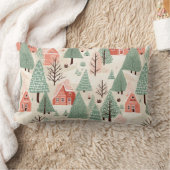 セージ緑のライトピンクパインコーン屋根と木 ランバークッション (ブランケット)