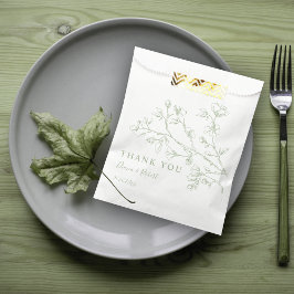 セージ緑のラインアートの花ありがとう結婚さん フェイバーバッグ