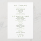 セージ緑のラインアートはモノクロ結婚の花 プログラム (裏面)