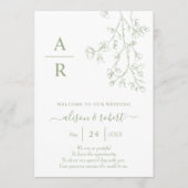 セージ緑のラインアートはモノクロ結婚の花 プログラム (正面)