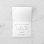 セージ緑のレトロ波状の花嫁の提案カード サンキューカード (内部)