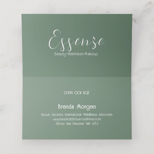 セージ緑のロイヤリティカードの白い書道 ロイヤリティカード (内部開封)