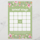 セージ緑のワイルドフラワーブライダルシャワービンゴゲーム (正面)