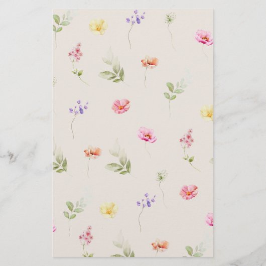 セージ緑のワイルドフラワーベビーシャワービンゴゲーム (裏面)