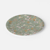 セージ緑のワイルドフラワーボホベイビーシャワー開花 ペーパープレート (アングル)