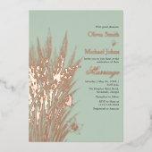 セージ緑のワイルドフラワーQRコード結婚式招待状 箔シーズンカード (正面)