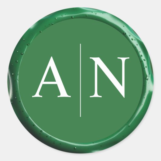 セージ緑のワックスシール結婚のモノグラムシール ラウンドシール (正面)