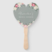 セージ緑のヴィンテージバラブライダルシャワーありがとう ハンドファン (正面)