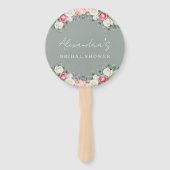 セージ緑のヴィンテージバラブライダルシャワーありがとう ハンドファン (正面)