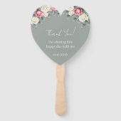 セージ緑のヴィンテージバラ赤ちゃんシャワーありがとう ハンドファン (裏面)