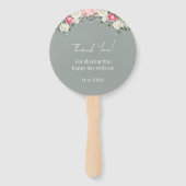 セージ緑のヴィンテージバラ赤ちゃんシャワーありがとう ハンドファン (裏面)