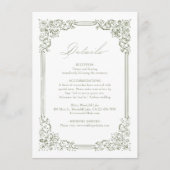 セージ緑のヴィンテージフレームエレガントなウェディング詳細 エンクロージャーカード (正面)