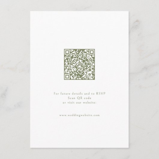 セージ緑のヴィンテージフレームエレガントなウェディング詳細 エンクロージャーカード (裏面)