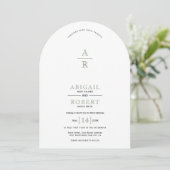 セージ緑のヴィンテージフローラクレストモノグラム結婚ズ 招待状 (スタンド正面)