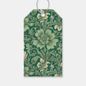 セージ緑のヴィンテージフローラルパターン ギフトタグ (正面)