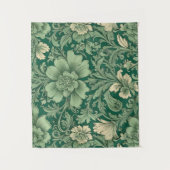 セージ緑のヴィンテージフローラルパターン タペストリー (正面)