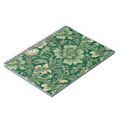 セージ緑のヴィンテージフローラルパターン ノートブック (左側)