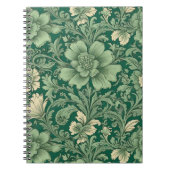 セージ緑のヴィンテージフローラルパターン ノートブック (正面)