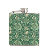 セージ緑のヴィンテージフローラルパターン フラスク (正面)