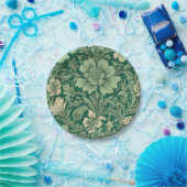 セージ緑のヴィンテージフローラルパターン ペーパープレート (パーティー)