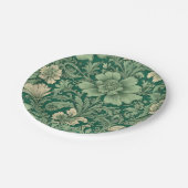 セージ緑のヴィンテージフローラルパターン ペーパープレート (アングル)