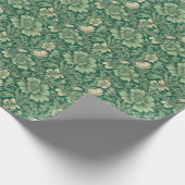 セージ緑のヴィンテージフローラルパターン ラッピングペーパー (角)