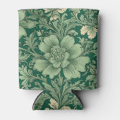 セージ緑のヴィンテージフローラルパターン 缶クーラー (正面)