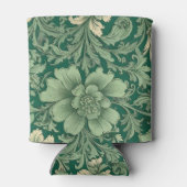 セージ緑のヴィンテージフローラルパターン 缶クーラー (裏面)