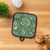 セージ緑のヴィンテージフローラルパターン 鍋敷き (トップダウン)