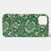 セージ緑のヴィンテージフローラルパターン Case-Mate iPhoneケース (裏面 (横))