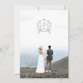 セージ緑のヴィンテージcrest日付の保存 招待状 (正面)