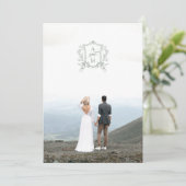 セージ緑のヴィンテージcrest日付の保存 招待状 (スタンド正面)